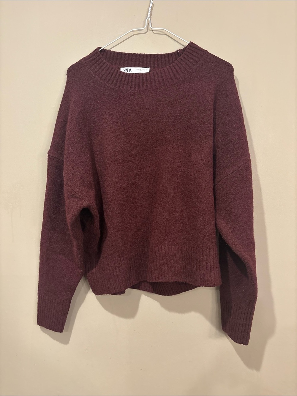 Zara burgundy soft plain knit sweater